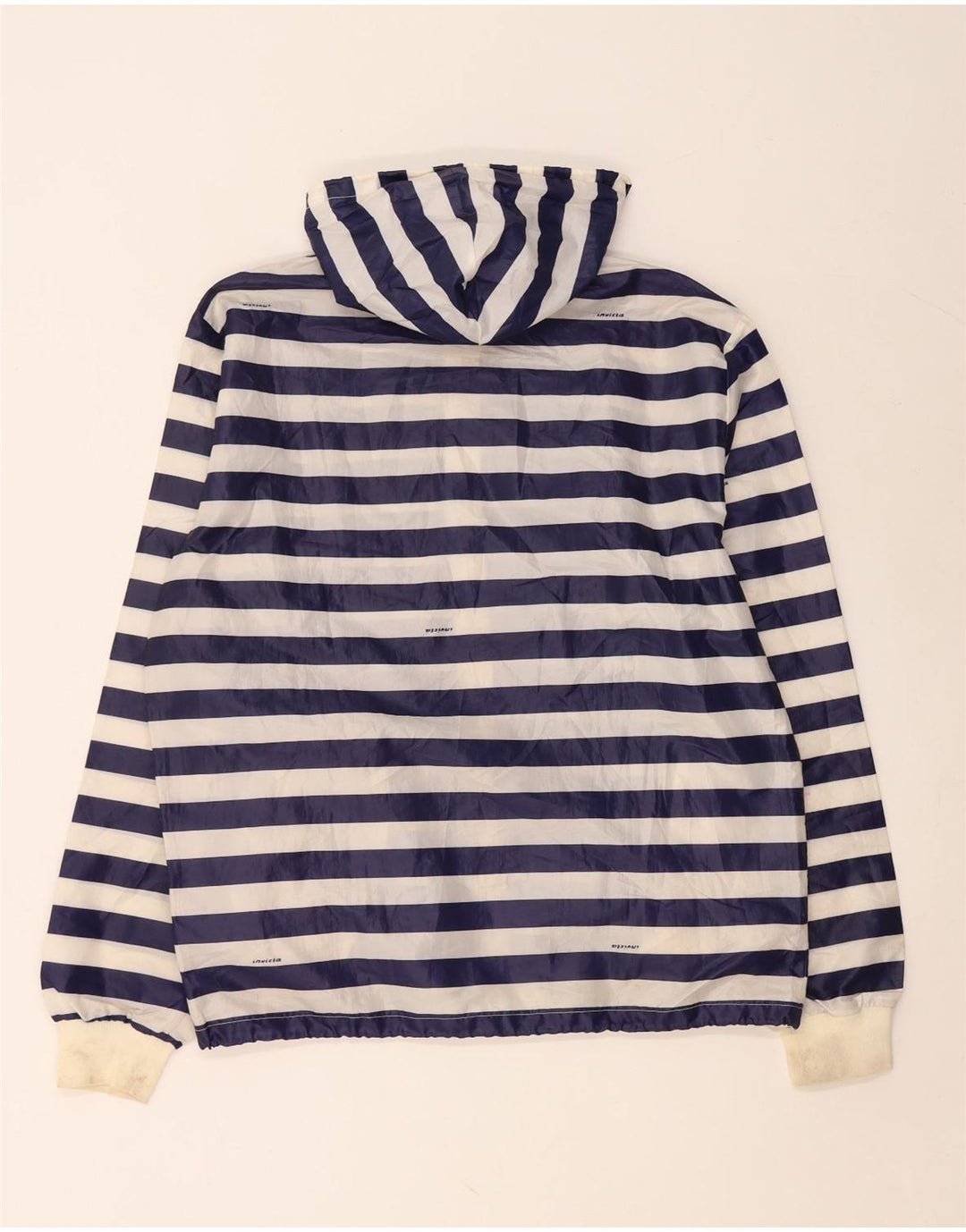 INVICTA Veste de pluie à capuche pour homme UK 40 Large Bleu Marine Rayé Polyester