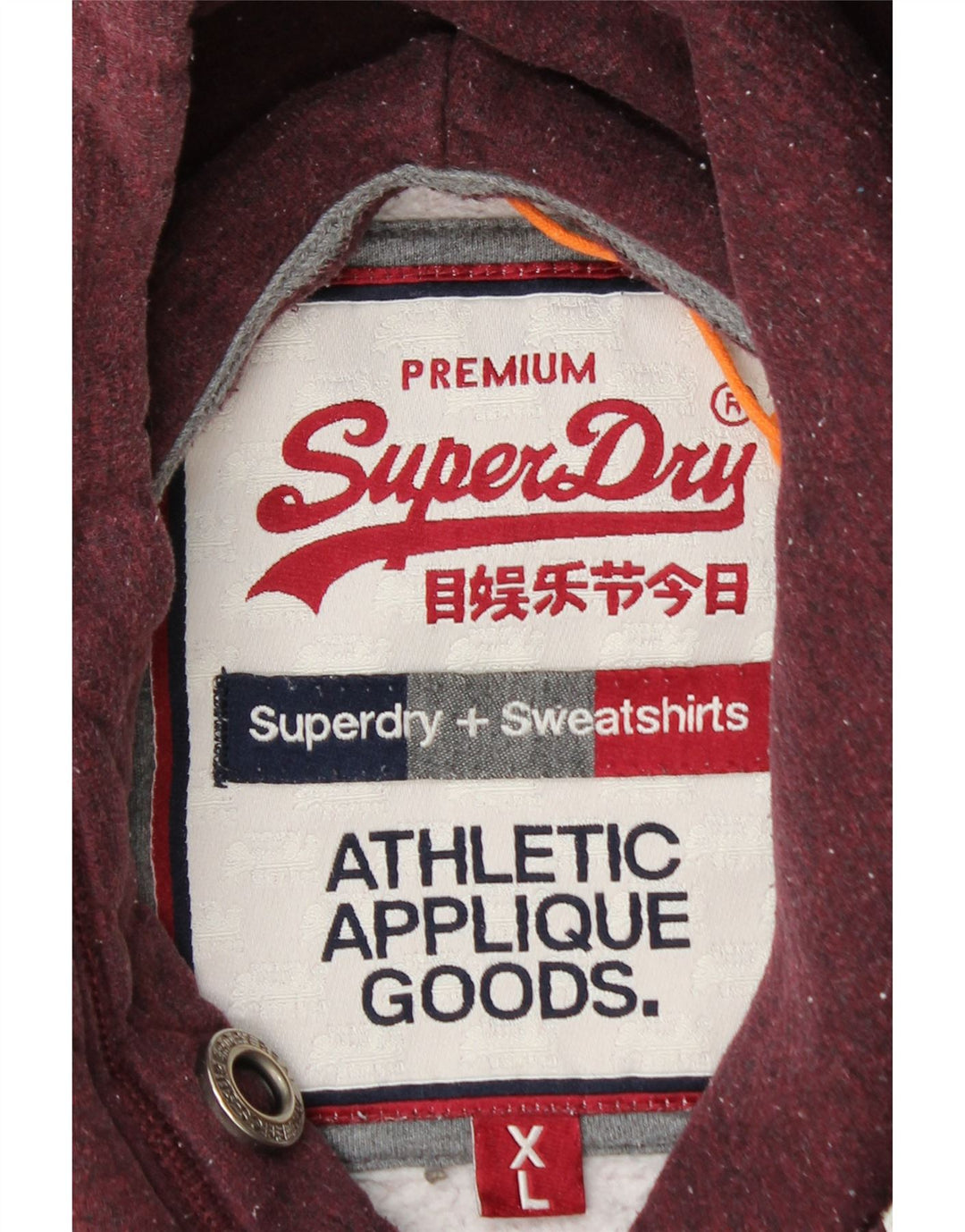 SUPERDRY Pull à capuche graphique pour homme XL en coton bordeaux