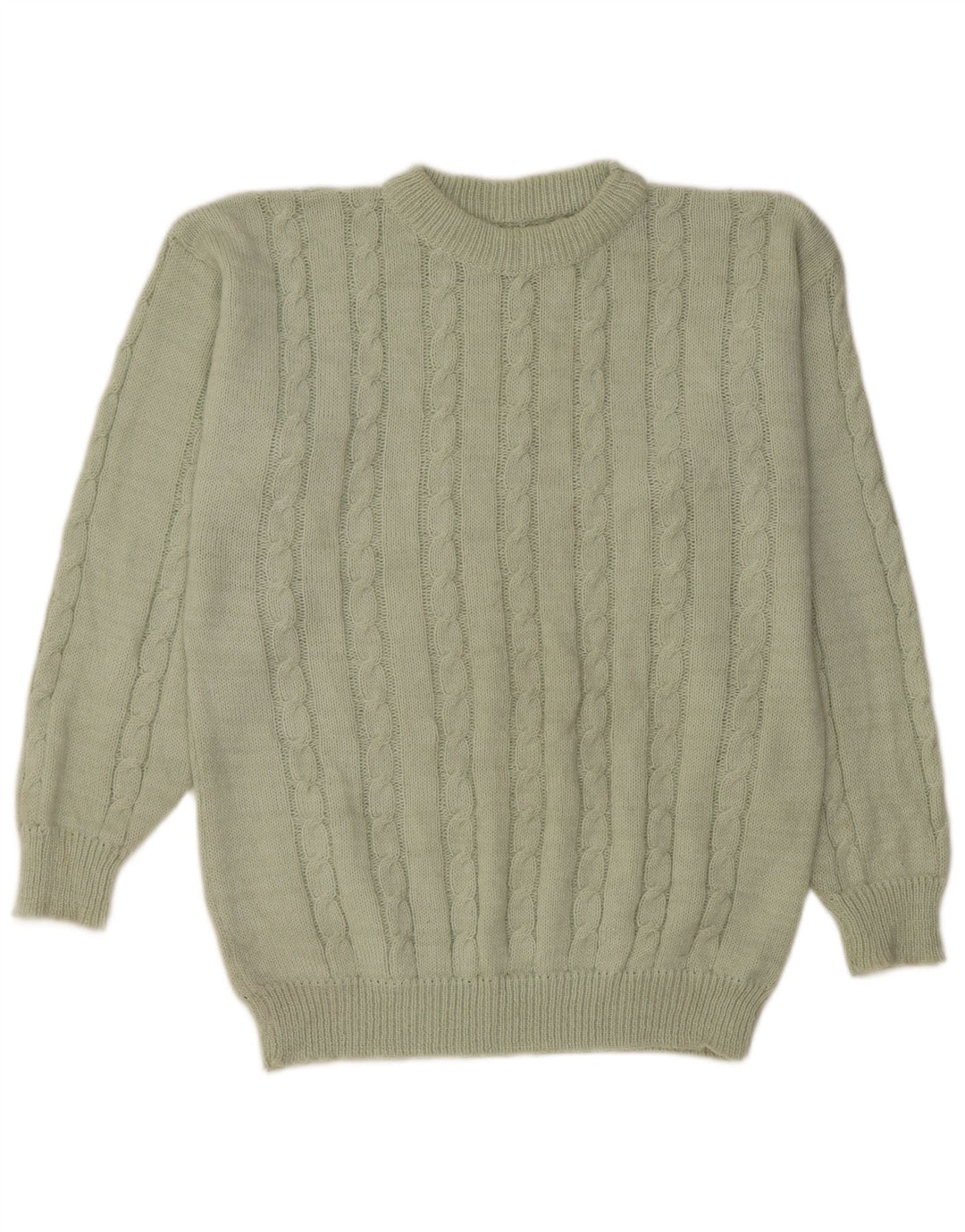 vintage Mens Crew Neck Jumper Pull Vert Moyen