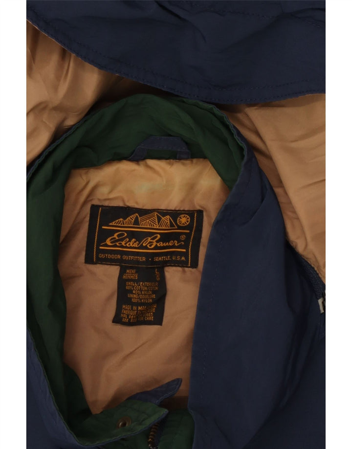 Eddie Bauer Manteau coupe-vent à capuche pour homme UK 40 Grand coton bleu marine