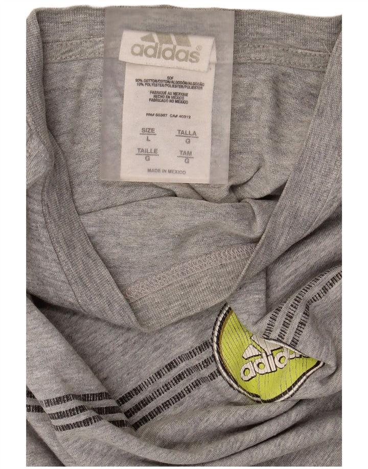 Adidas Haut graphique à manches longues pour hommes, grand coton gris