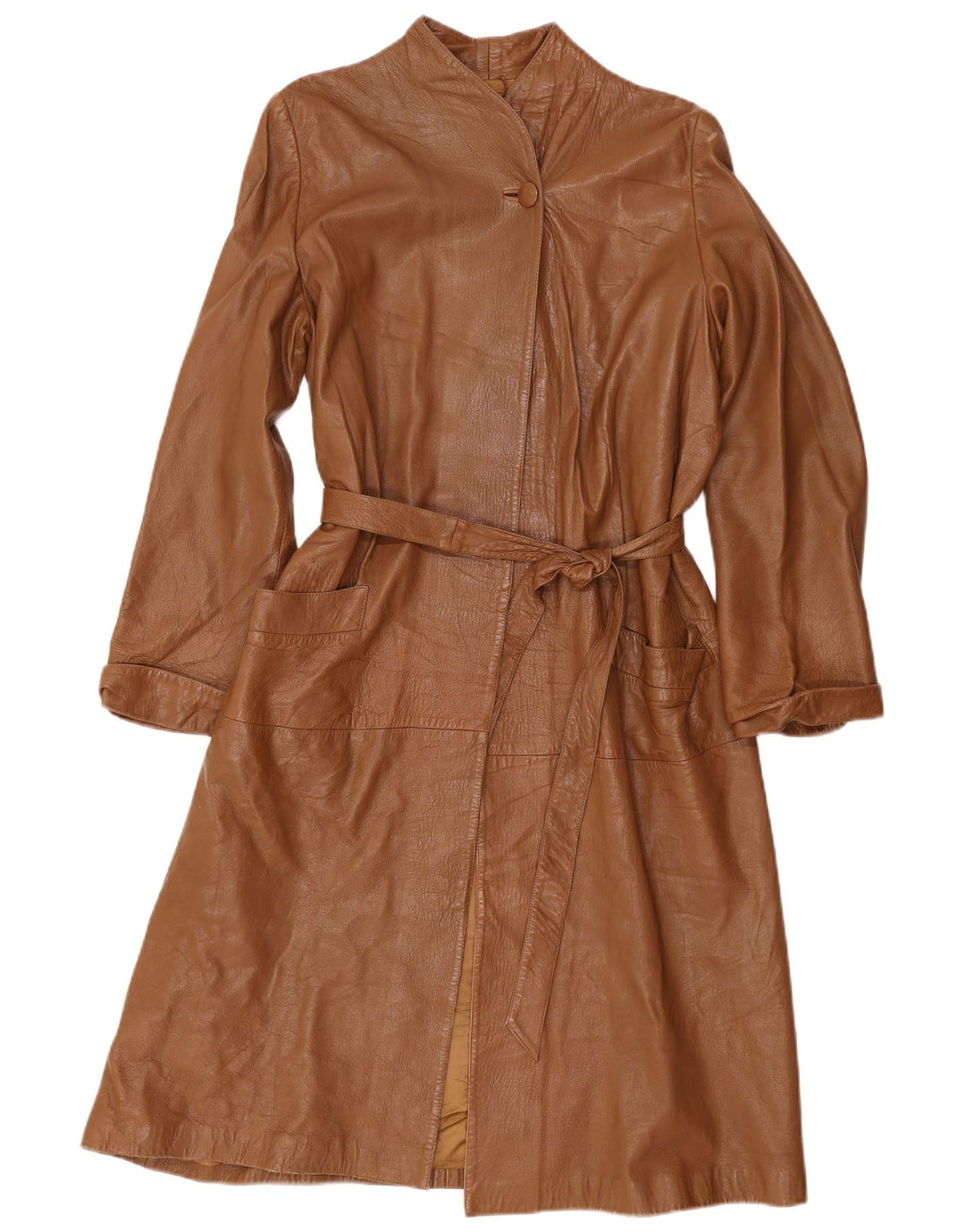 manteau en cuir surdimensionné femme vintage IT 40 Petit Marron