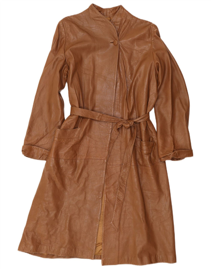manteau en cuir surdimensionné femme vintage IT 40 Petit Marron