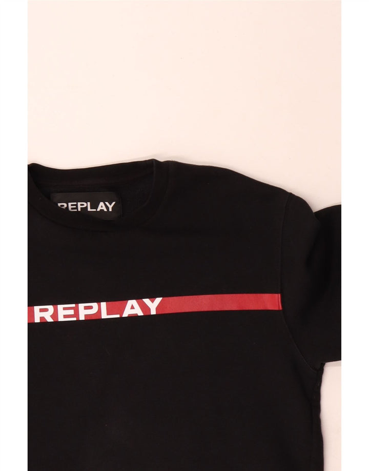 Replay Sweat-Shirt Graphique Homme Noir Moyen Coton