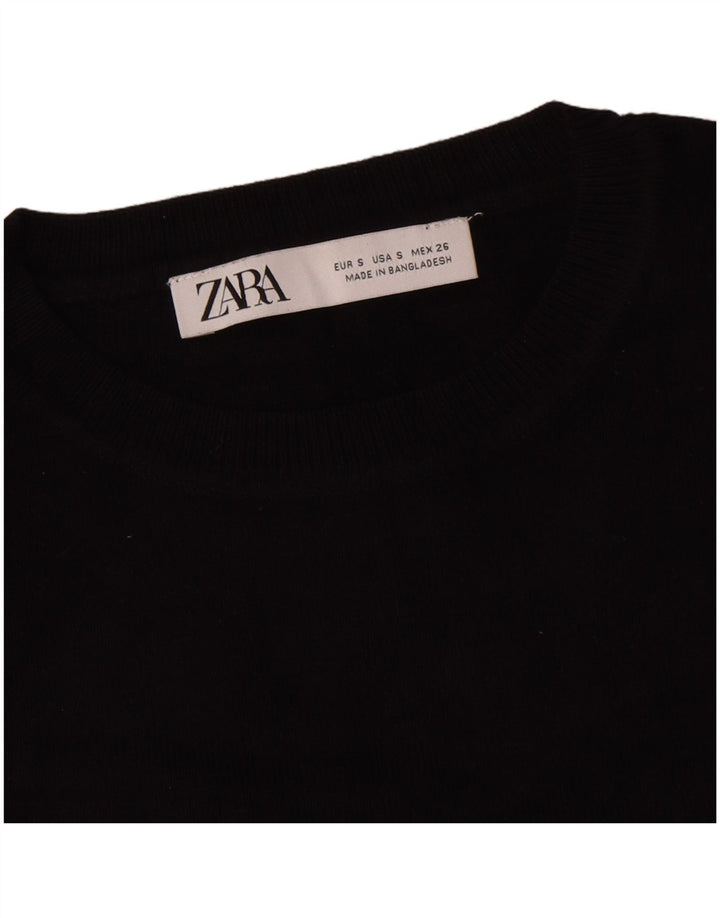 Zara Haut court surdimensionné à manches longues pour femme UK 10 Petite viscose noire