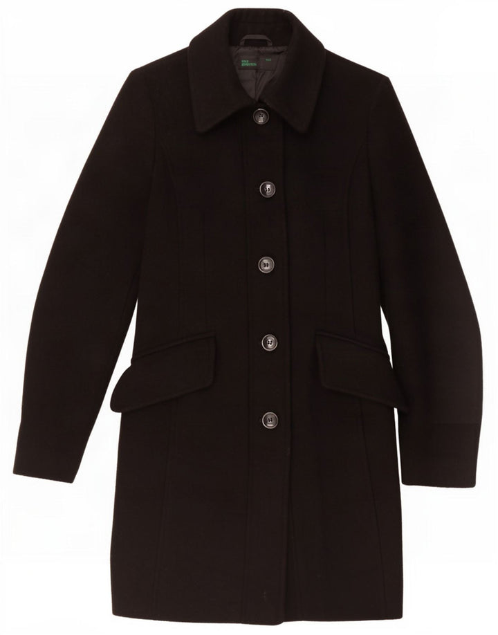 Benetton Pardessus Femme UK 6 XS Laine Noir