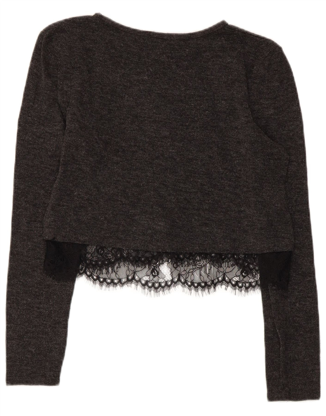 Zara Womens Crop Top Manches Longues UK 12 Gris Moyen
