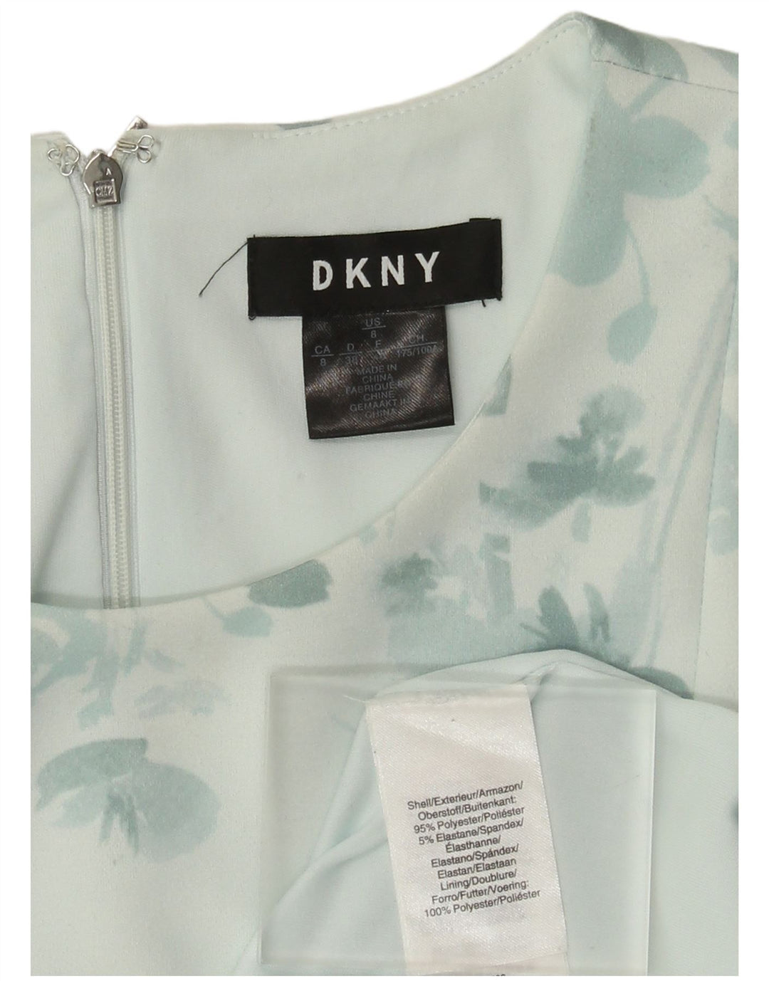 Dkny Robe trapèze sans manches pour femme EU 40 Polyester floral vert moyen