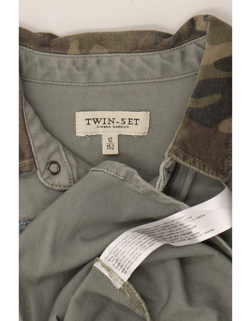 SIMONA BARBIERI Boys Twin-Set Shirt 11-12 Years Green Camouflage Cotton Vintage Simona Barbieri and Second-Hand Simona Barbieri from Messina Hembry 