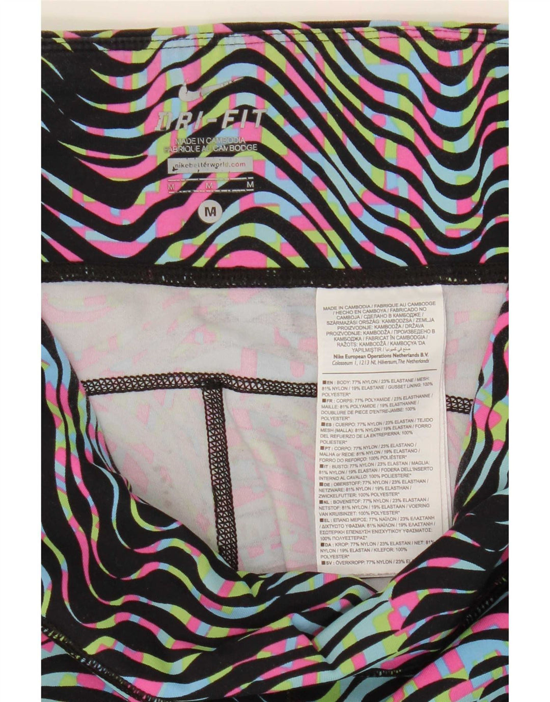 Nike Legging Dri Fit pour femme UK 12 Medium Multicolore Rayé Nylon