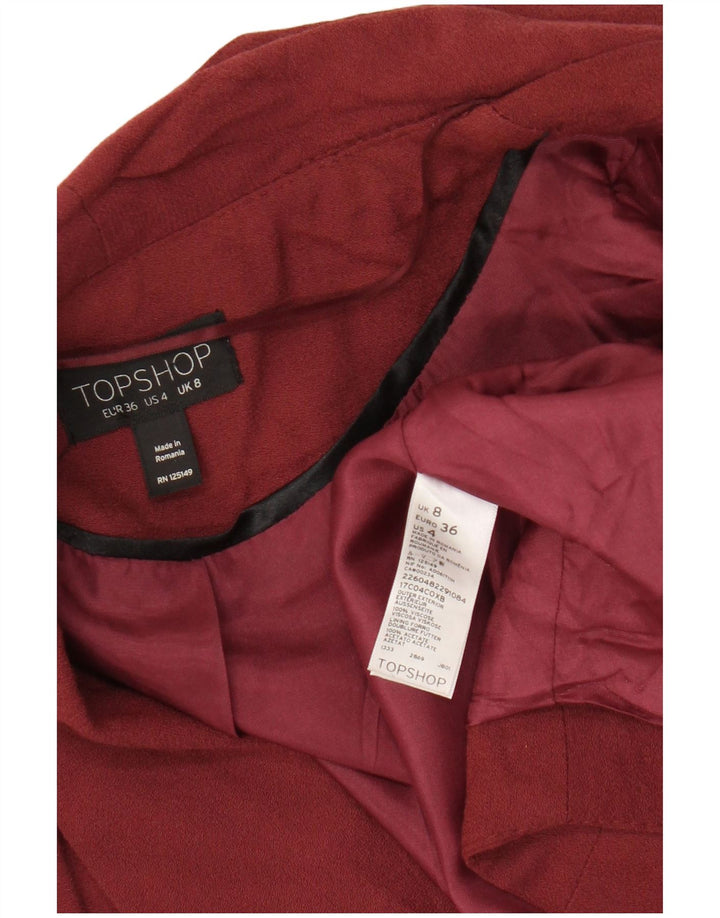 Topshop Veste blazer courte ouverte pour femme UK 8 Small Maroon Viscose