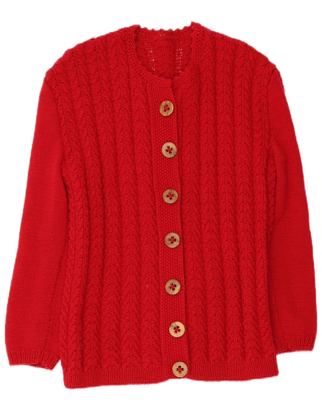 vintage Femme Cardigan Pull UK 14 Rouge Moyen