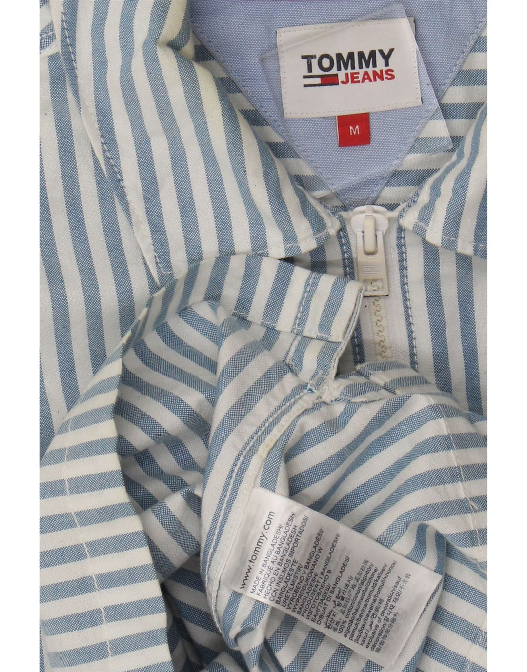 Tommy Hilfiger Chemise à manches courtes pour homme en coton rayé bleu moyen