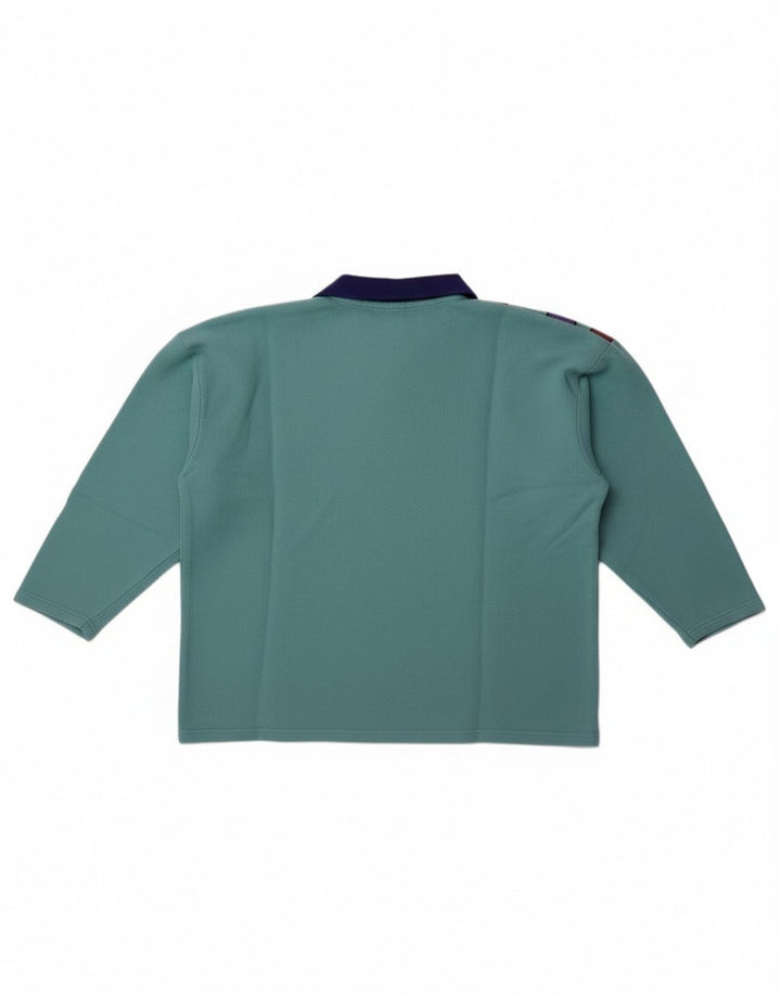 vintage Femmes Surdimensionné 3/4 Manches Sweatshirt Jumper UK 14 Bleu Moyen