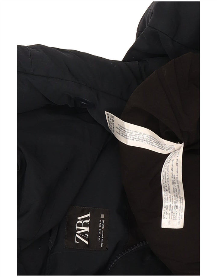 Zara Veste matelassée à capuche surdimensionnée pour femme UK 10 Petit Bleu marine
