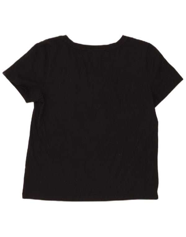 Chaps T-Shirt Femme Top UK 14 Large Noir Coton