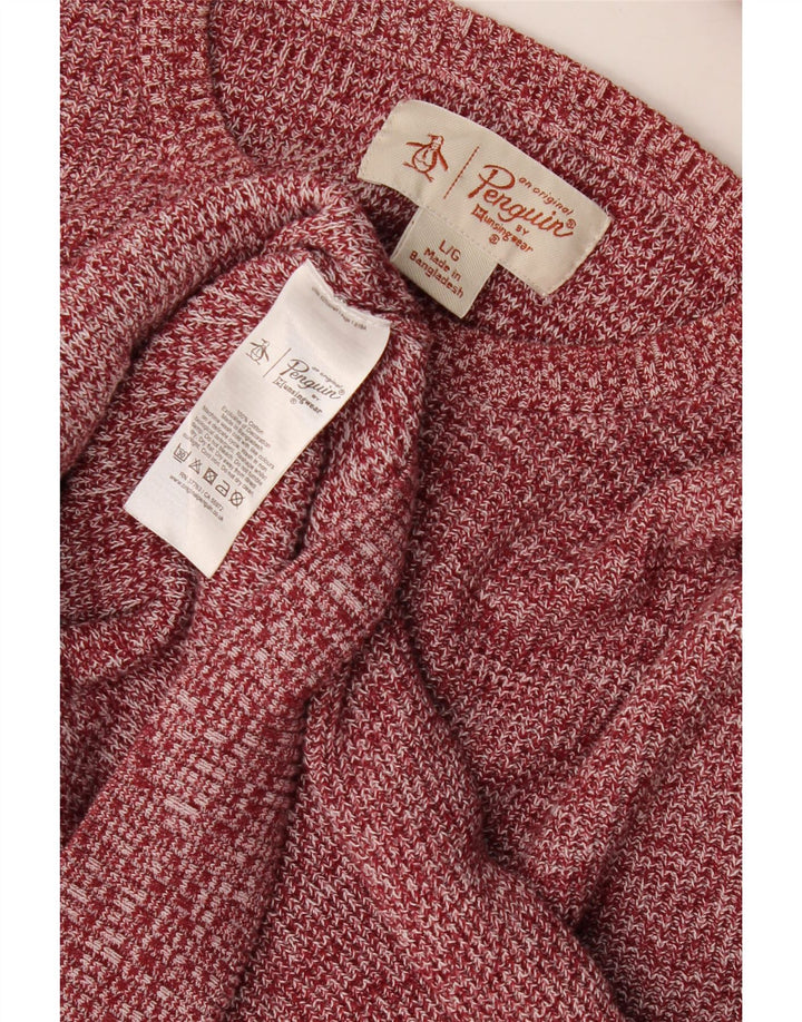 Penguin Pull à col rond pour homme en coton moucheté marron grand