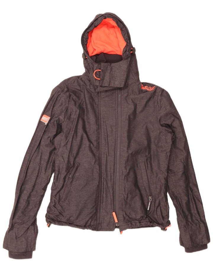 SUPERDRY Veste coupe-vent à capuche Windcheater pour femme UK 12 Gris moyen