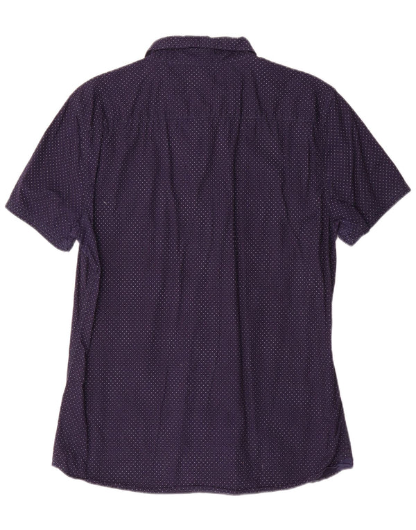 French Connection Chemise Slim Fit Homme Bleu Marine à Pois en Coton
