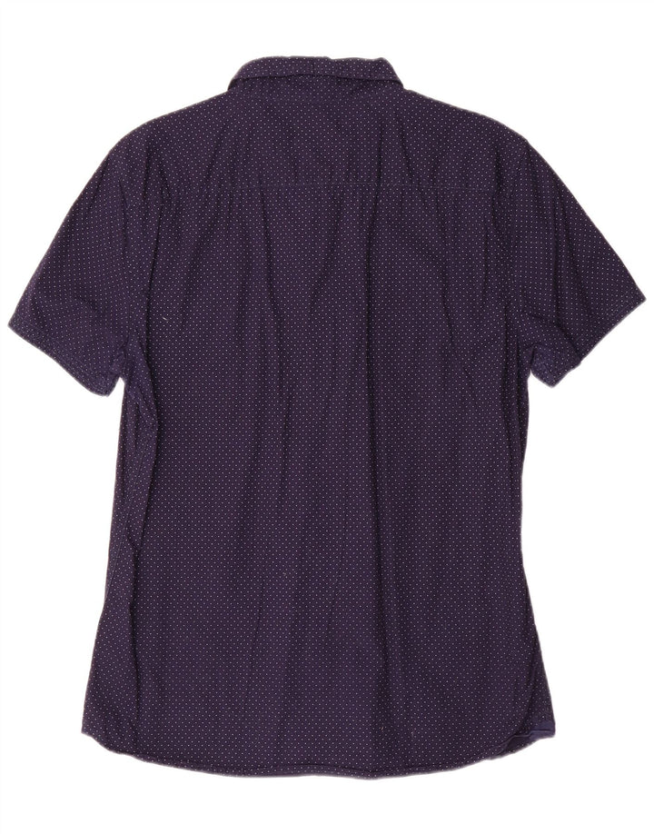 French Connection Chemise Slim Fit Homme Bleu Marine à Pois en Coton