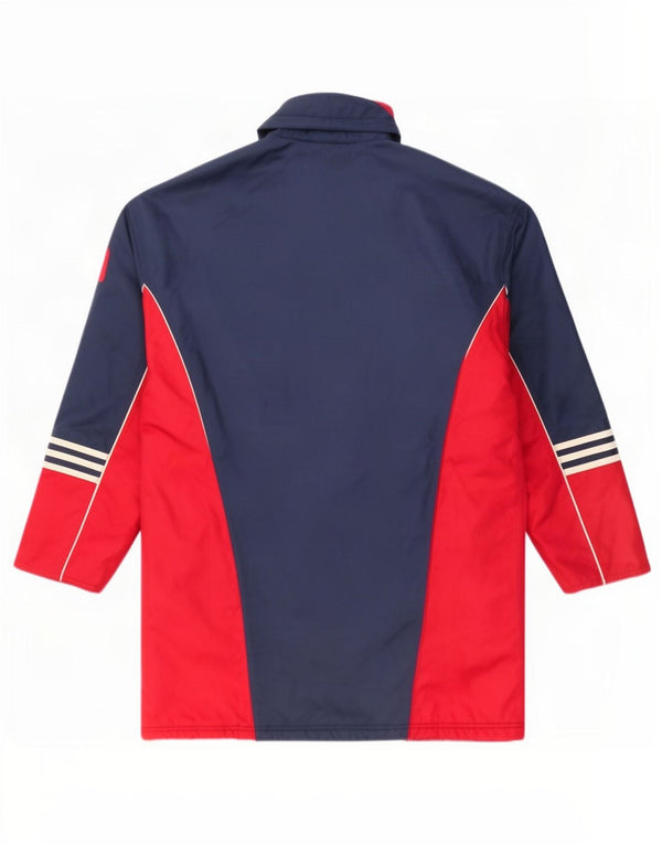 Adidas Manteau rembourré à capuche pour homme UK 38/40 Bleu marine moyen Colourblock