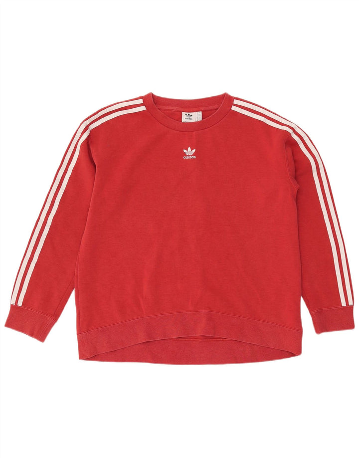 ADIDAS Sweat-shirt surdimensionné pour femme UK 8 Petit coton rouge