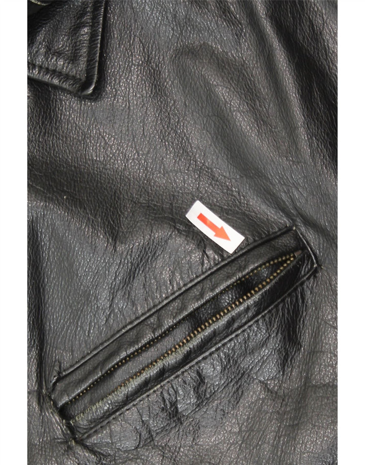 veste en cuir bomber homme vintage IT 54 2XL cuir noir