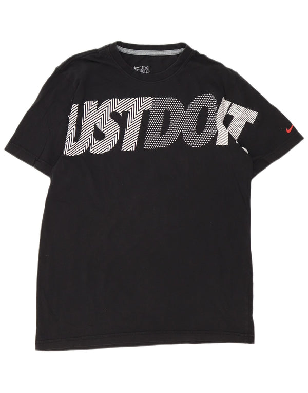 Nike T-shirt graphique coupe standard pour homme UK 38/40 en coton noir moyen
