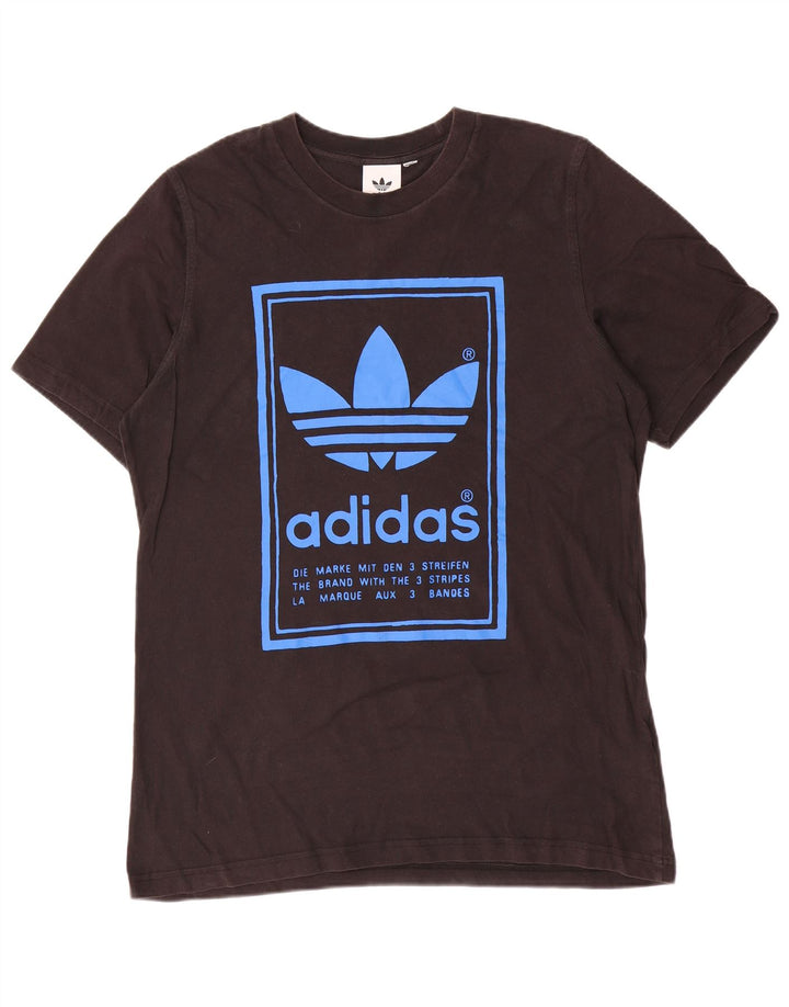 Adidas T-shirt graphique à trois rayures pour homme en coton noir moyen