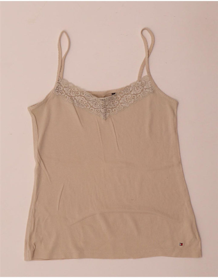 Tommy Hilfiger Cami Top Femme UK 12 Coton Beige Moyen