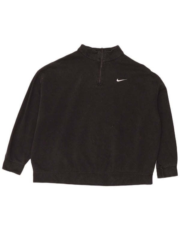 Nike Sweat-shirt surdimensionné à col zippé pour femme UK 16 Grand coton noir