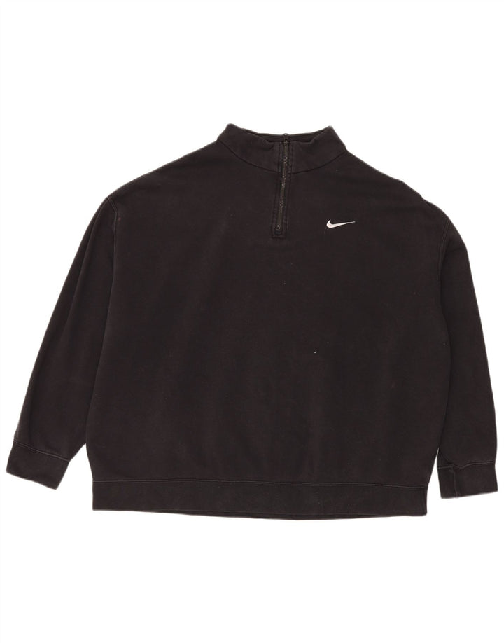 Nike Sweat-shirt surdimensionné à col zippé pour femme UK 16 Grand coton noir