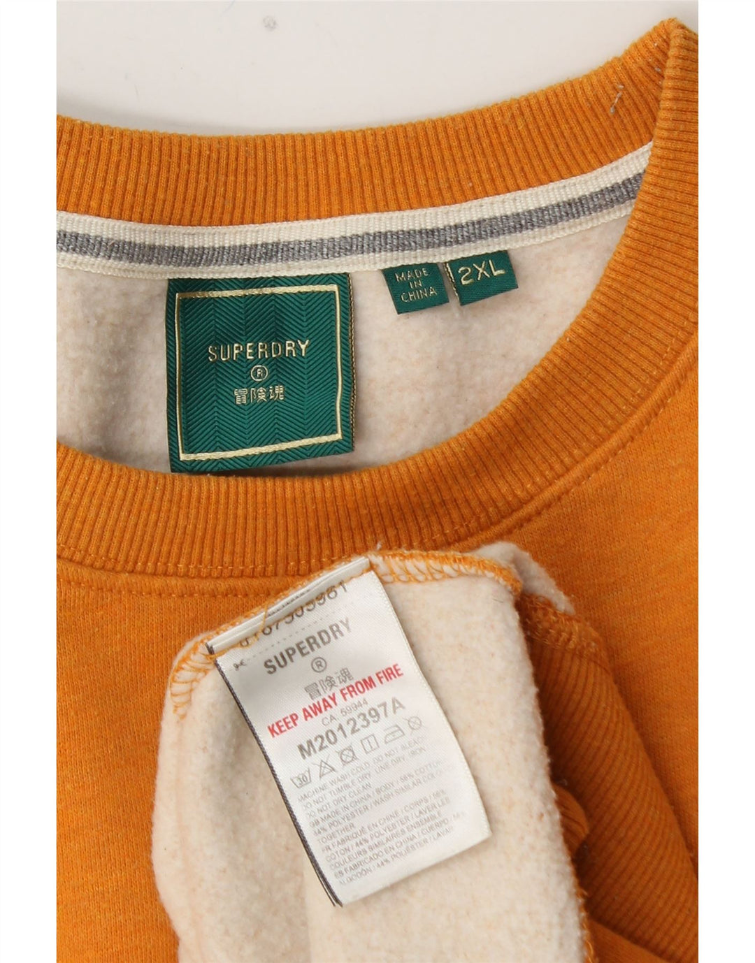 SUPERDRY Sweat-Shirt Homme 2XL Jaune Coton