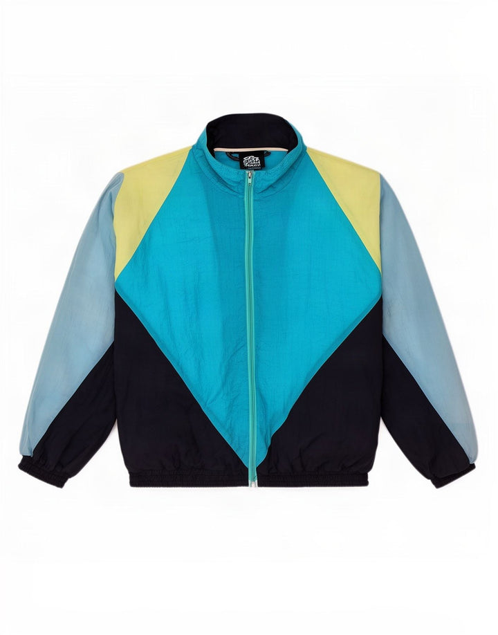 Vintage Mens Loose Fit Survêtement Top Veste Petit Colorblock Multicolore