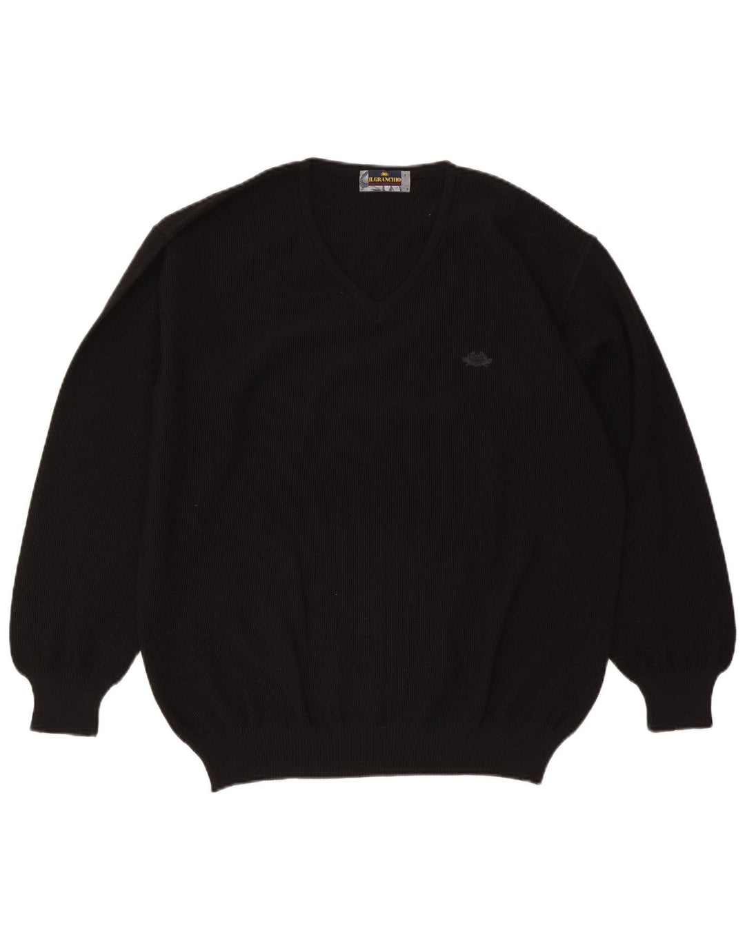Il Granchio Pull col V Homme Laine Noir Large