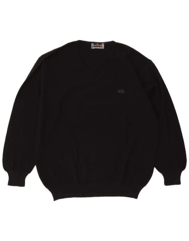 Il Granchio Pull col V Homme Laine Noir Large