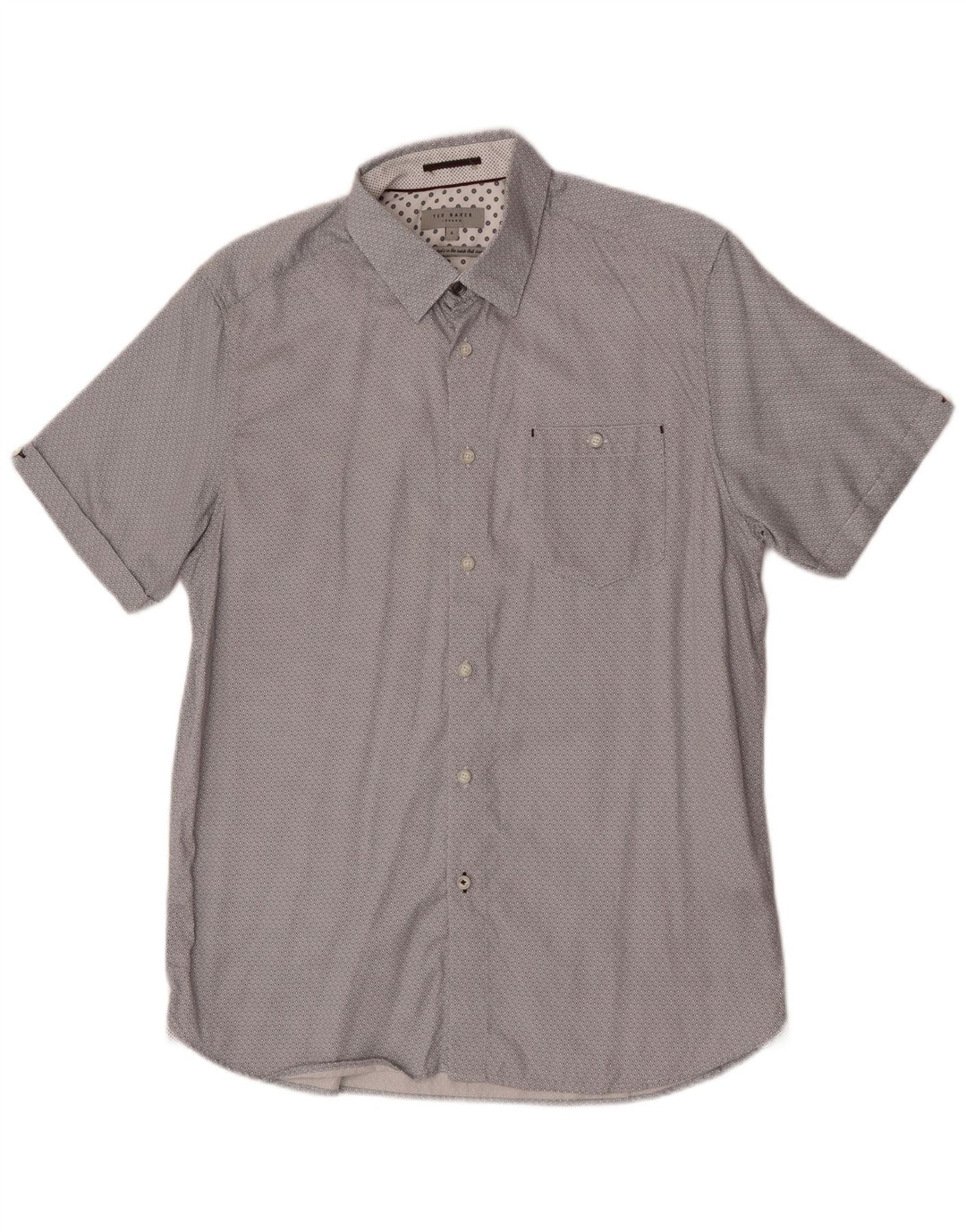 Ted Baker Chemise à manches courtes pour homme Taille 4 Grand coton géométrique gris