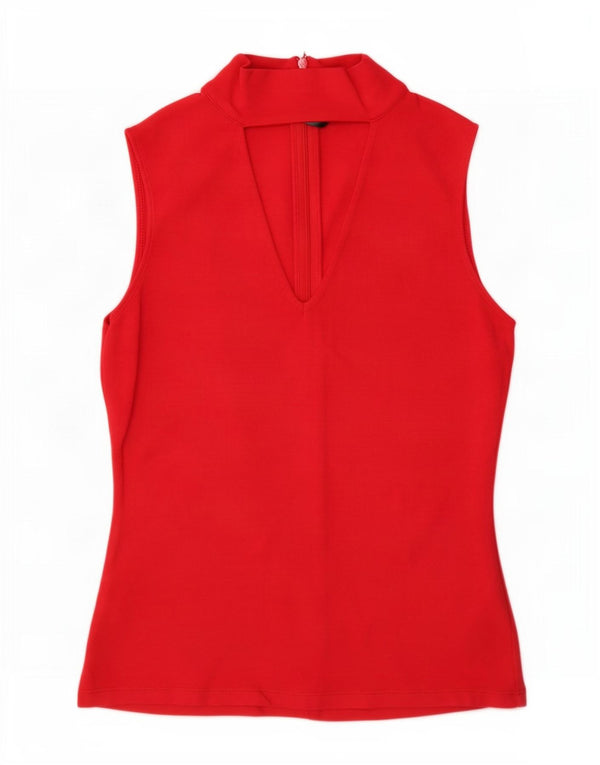 Karen Millen Chemisier Femme Top UK 10 Petite Viscose Rouge