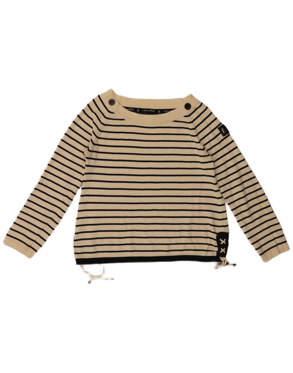 Marina Yachting Pull col bateau pour femme UK 14 Grand blanc rayé