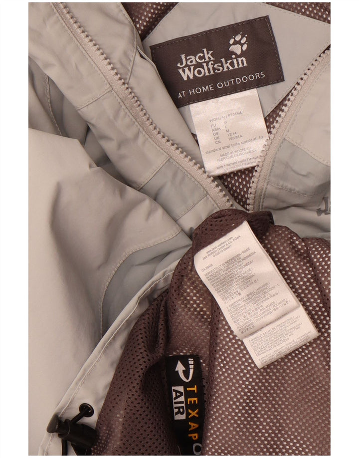 Jack Wolfskin Veste de pluie à capuche pour femme UK 12/14 Gris moyen Colourblock