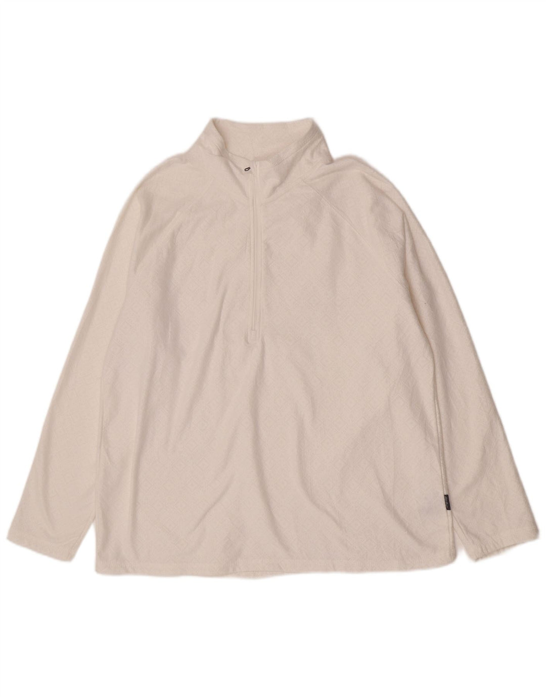 Eddie Bauer Haut de survêtement à col zippé pour femme UK 18 XL Blanc Géométrique