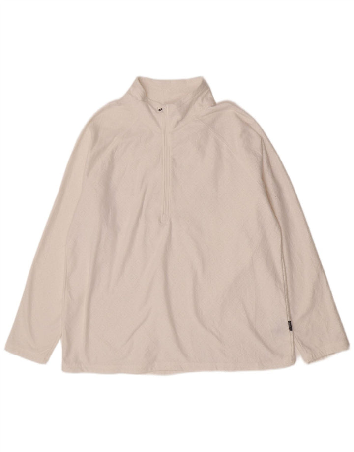 Eddie Bauer Haut de survêtement à col zippé pour femme UK 18 XL Blanc Géométrique