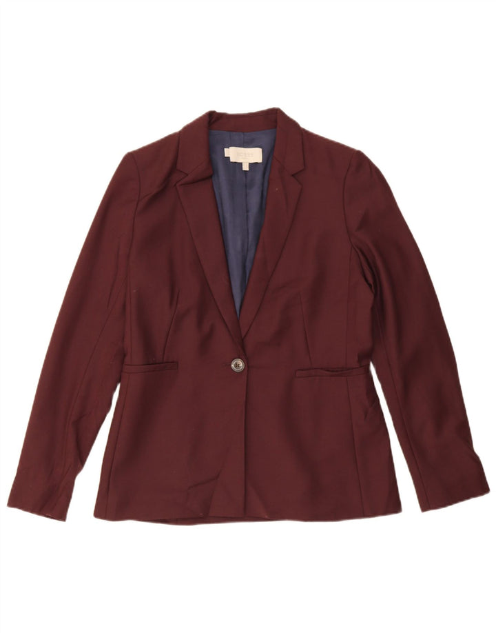 Hobbs Veste Blazer 1 Bouton Femme UK 10 Petit Bordeaux Polyester
