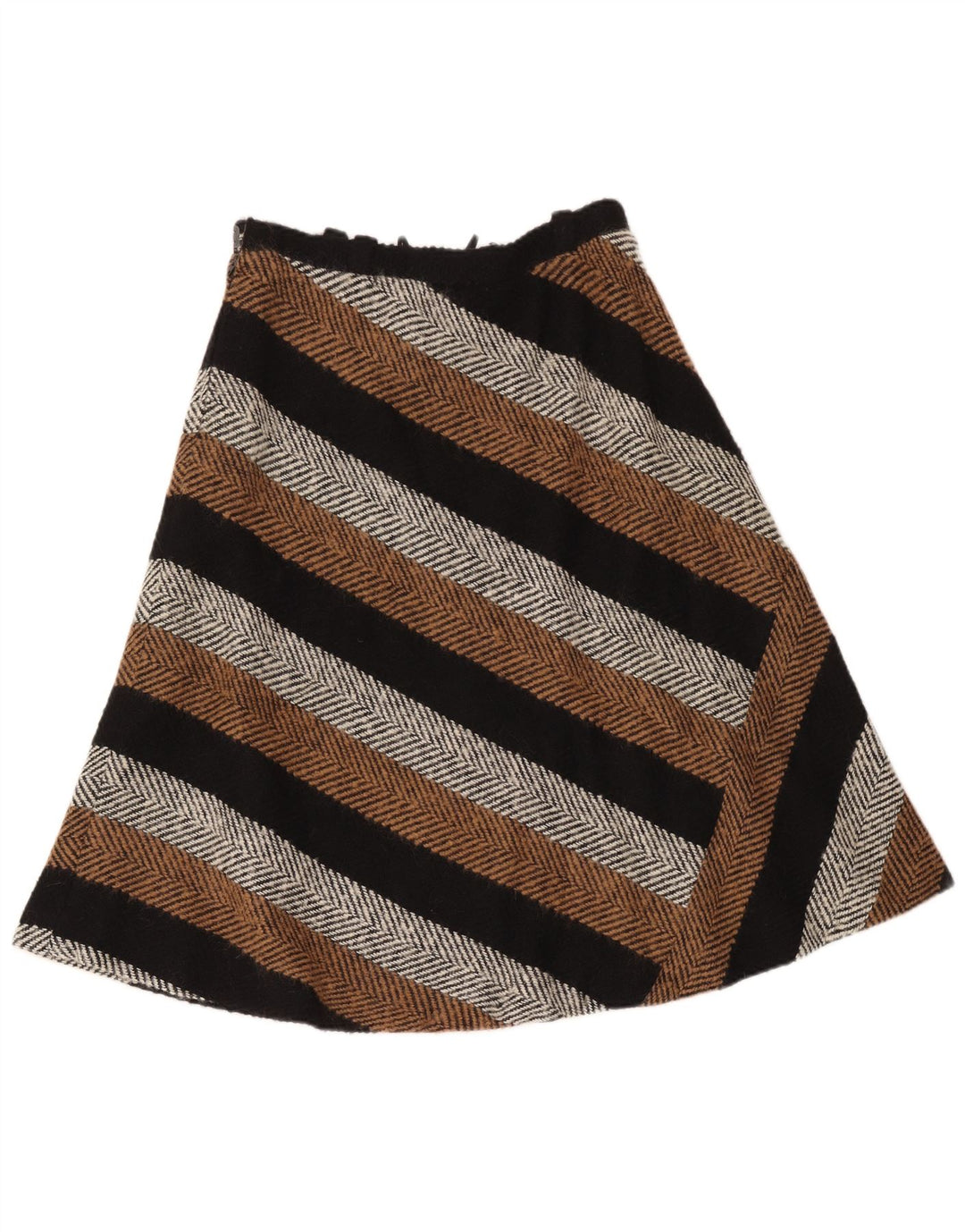 jupe trapèze vintage femme IT 44 Medium W32 laine rayée marron