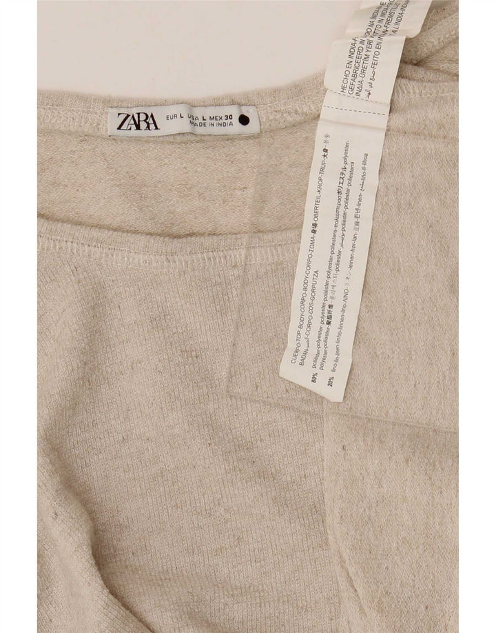 Zara Femme Chemisier Top UK 16 Large Beige Polyester