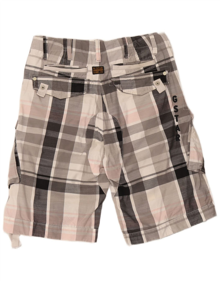G-Star Short Cargo Graphique W31 Homme Gris Moyen à Carreaux Coton