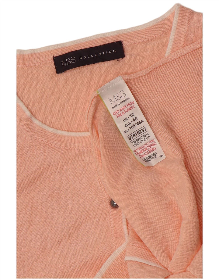 Marks & Spencer Pull Cardigan Femme UK 12 Viscose Rose Moyen