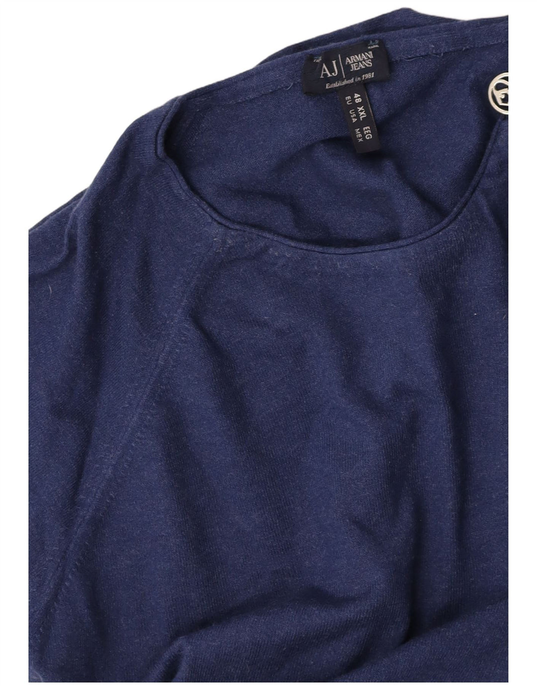 ARMANI Pull col zippé pour femme EU 48 2XL Bleu marine
