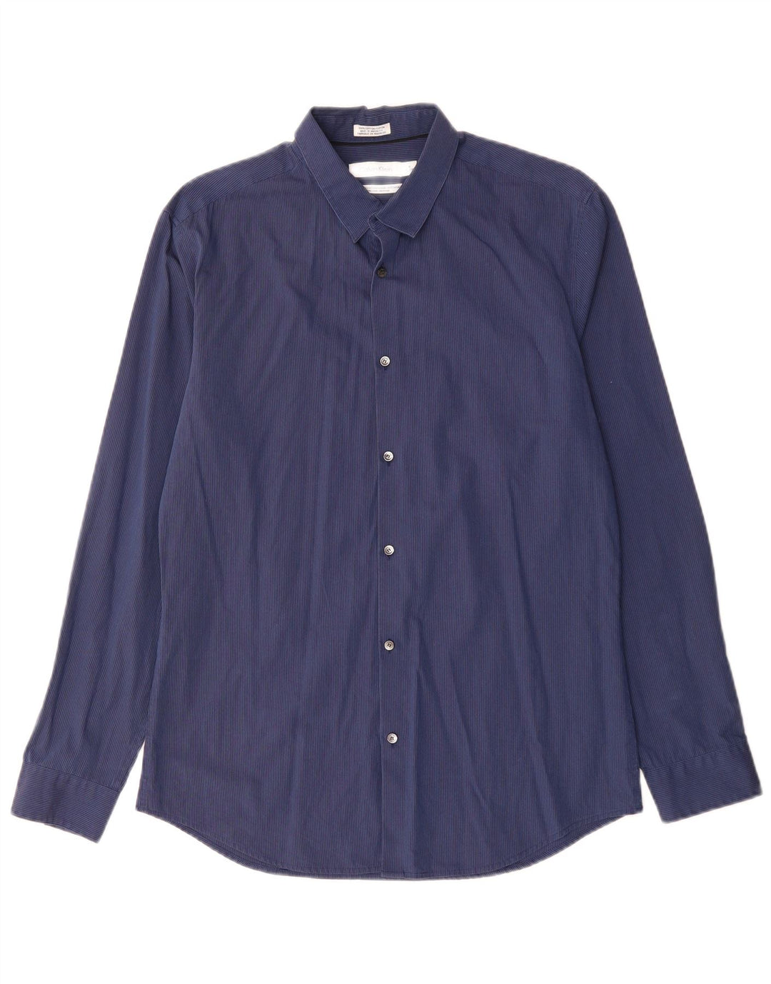 CALVIN KLEIN Chemise homme Taille 15 15 1/2 Coton à fines rayures bleu marine moyen