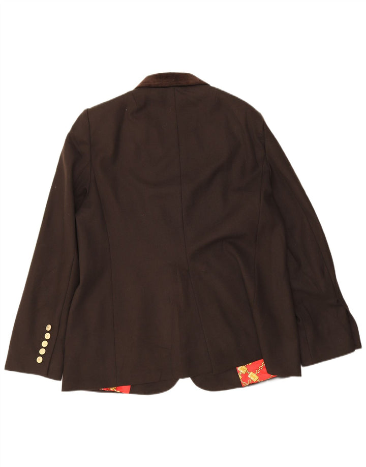 Les Copains Veste Blazer 3 Boutons Femme IT 52 2XL Marron Laine Vierge